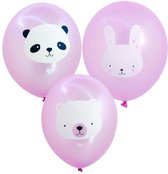 Schattige ballonnen Baby Animals roze 6 stuks ballonnen Baby Animals roze