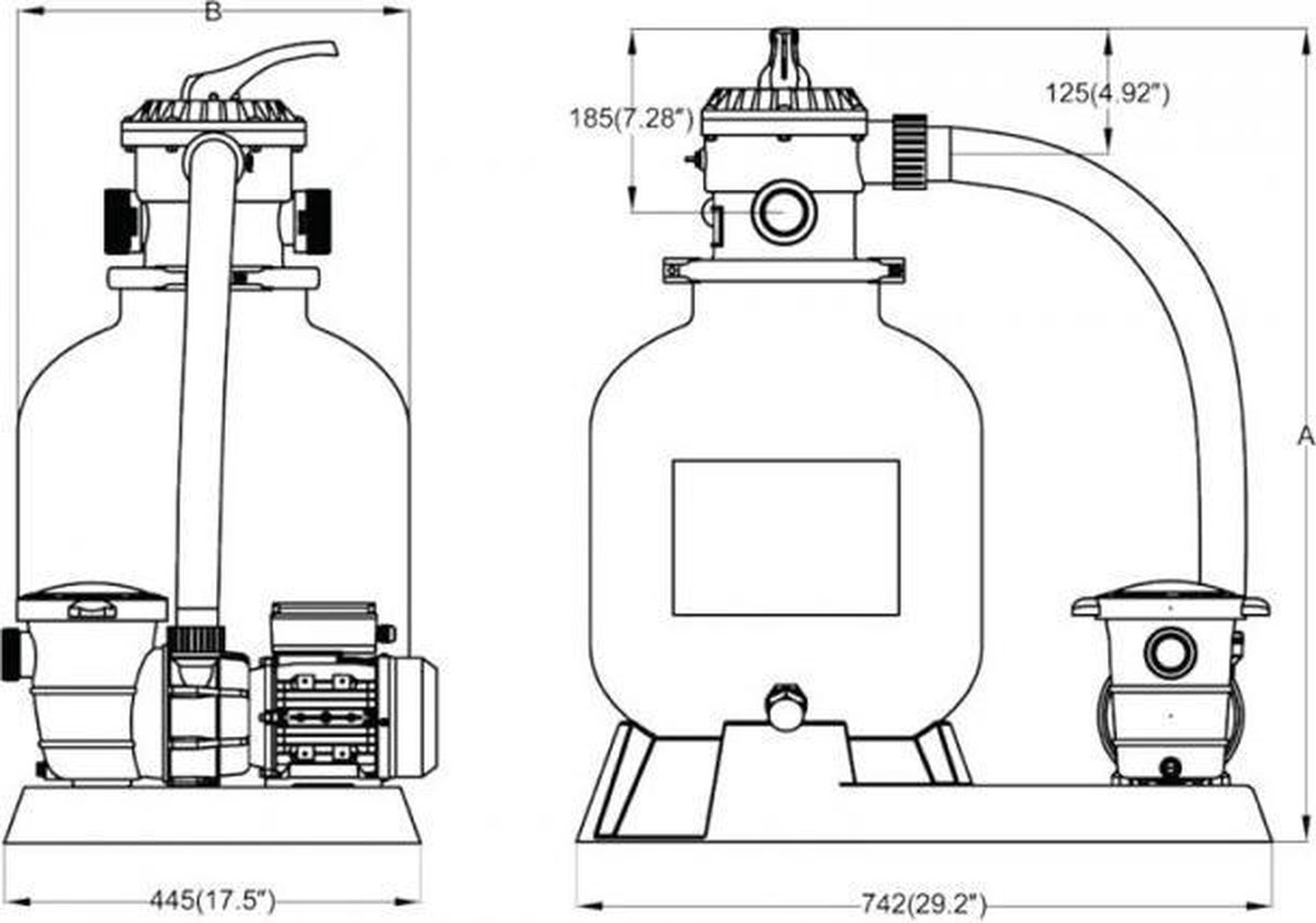 VEVOR Zandfilter, 61 cm, tot 65 GPM debiet, boven het ingegraven zwembad zandfiltersysteem met 7-voudige meerpoorts ventiel, filter, backwash, spoelen, recirculeren, afval, winter, gesloten functies