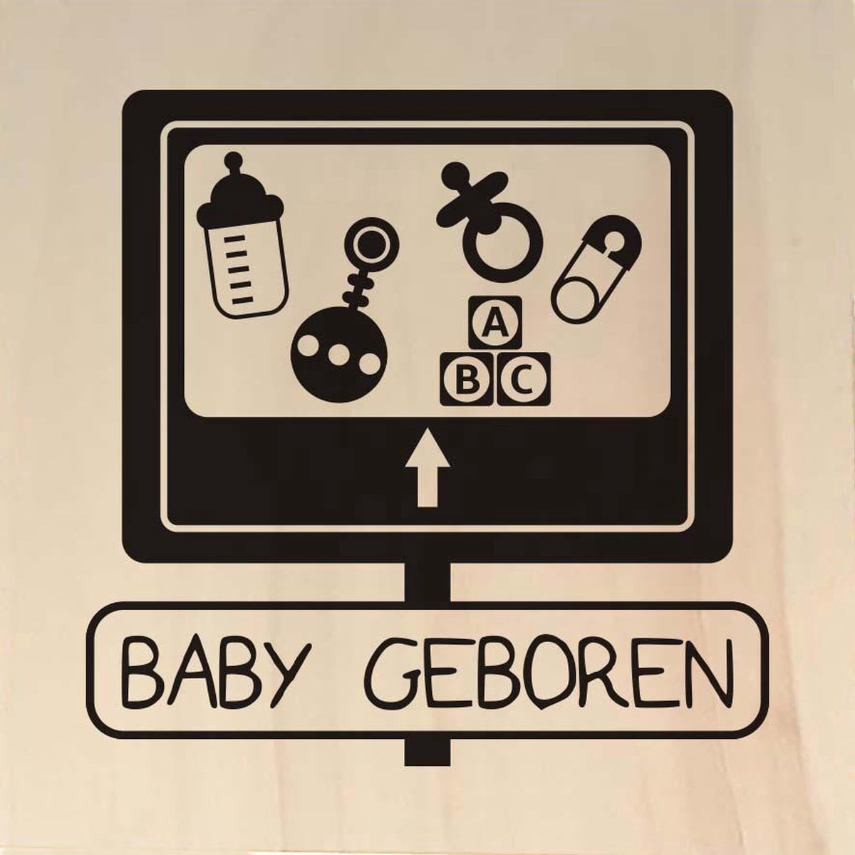 Houten ansichtkaart 15x15cm Baby geboren - 107003012016