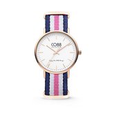 CO88 Collection Horloges 8CW 10030 Horloge met Nato Band - Ø36 mm - Blauw / Wit / Roze / Rosékleurig