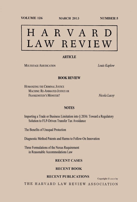 Harvard Law Review: Volume 126, Number 5 - March 2013 - cover
