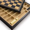 Afbeelding van het spelletje Luxe schaakset - Napoleon stukken handgeschilderd goud zilver met opbergbox blauw goud (+ backgammon)