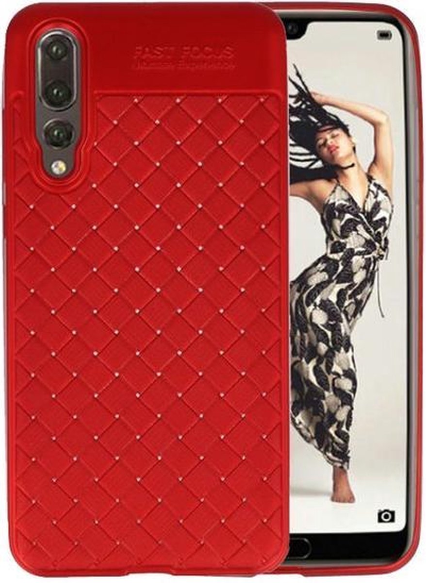 Rood Geweven TPU case hoesje voor Huawei P20 Pro