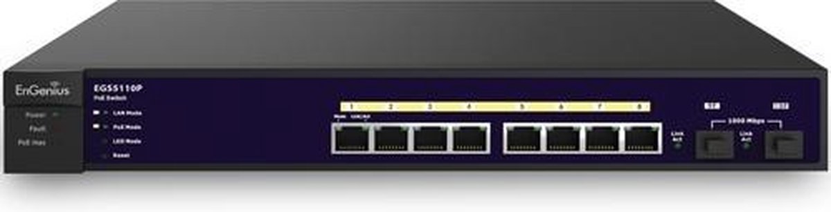 EnGenius EGS5110P netwerk-switch Managed L2 Gigabit Ethernet (10/100/1000) Zwart 2U Power over Ethernet (PoE)