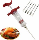 RVS Marinade Injector - BBQ Vlees Spuit Injecteur - Meat Injector - Injectiespuit Inclusief 5 Naalden