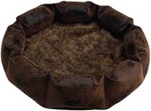 Happy-House Mand Rond Bont/Leer Bruin Small