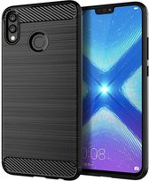 Luxe Huawei Honor 8X Hoesje – Zwart – Geborsteld TPU Carbon Fiber Case – Shockproof Cover