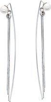 Silver Lining oorhangers - zilver - gerodineerd - parel - glimmend - zwierig - 7.5 cm