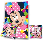 Disney Minnie Mouse Set kussen + plaid - 100 x 150 cm + 40 x 40 cm - Multi
