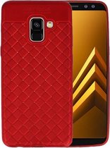 Rood Geweven TPU case hoesje voor Samsung Galaxy A8 2018