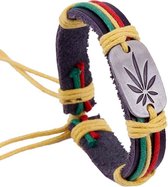 Fako Bijoux® - Armband - Leder - Weed - Jamaica
