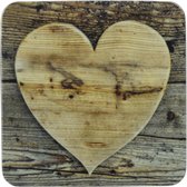 Onderzetter houten hart - verpakt per 6 - 10 x 10 cm - Mars & More