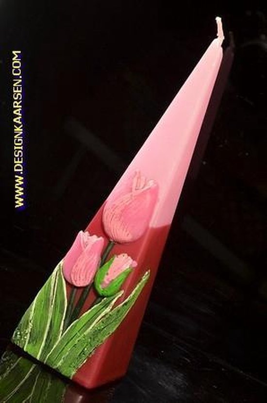 Tulipe, Pyramide de bougies, 24 cm VIOLET-ROUGE