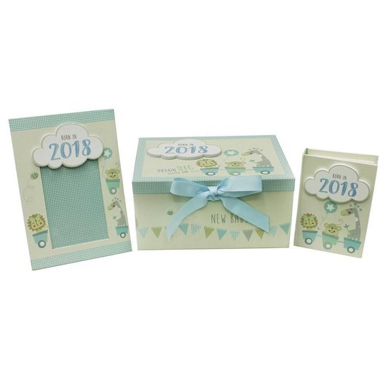 Geboortegeschenk Keepsake - giftbox / Genschenkdoos Born in 2018 met fotokader en album van Mulder & Groot. — afbeelding 2