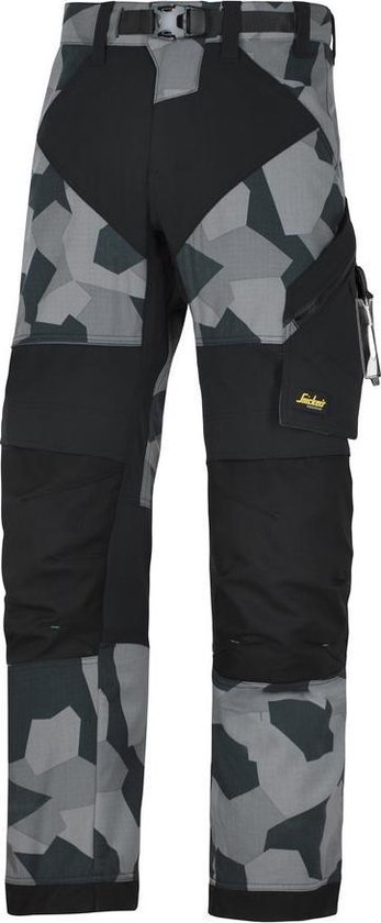 Snickers 6903 FlexiWork Werkbroek+ Camo Grijs/Zwart maat 146 | bol.com