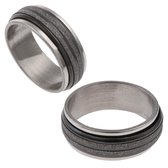 RVS ring zilver kleurig met zwart glitter (maat 18)