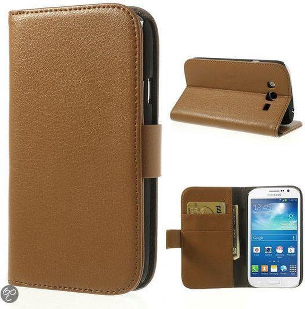 Litchi Wallet hoesje Geschikt voor: Samsung Galaxy Grand Neo bruin