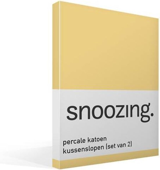 Snoozing - Taies d'oreiller - Lot de 2 - Percale de coton - 60x70 cm - Jaune