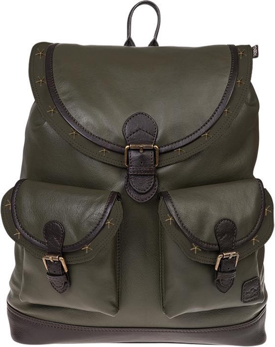 Monbeki Groen Leren Rugzak met Sterren Studs