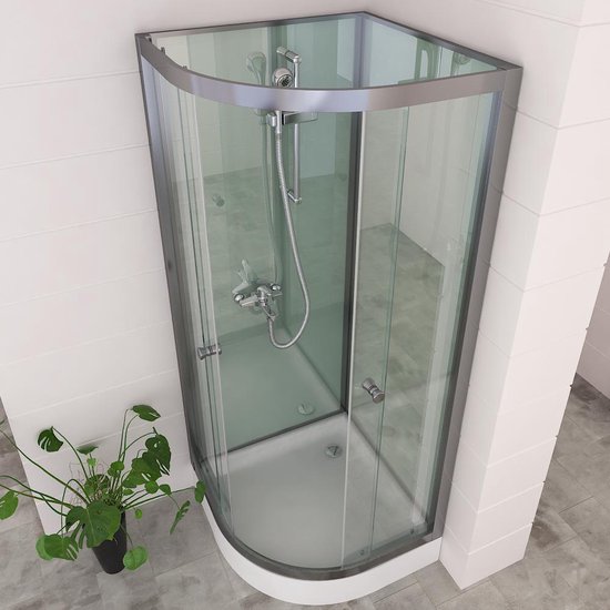 Douchecabine Quartz Douche Pearl Kwartrond Schuifdeur 80x80x203cm