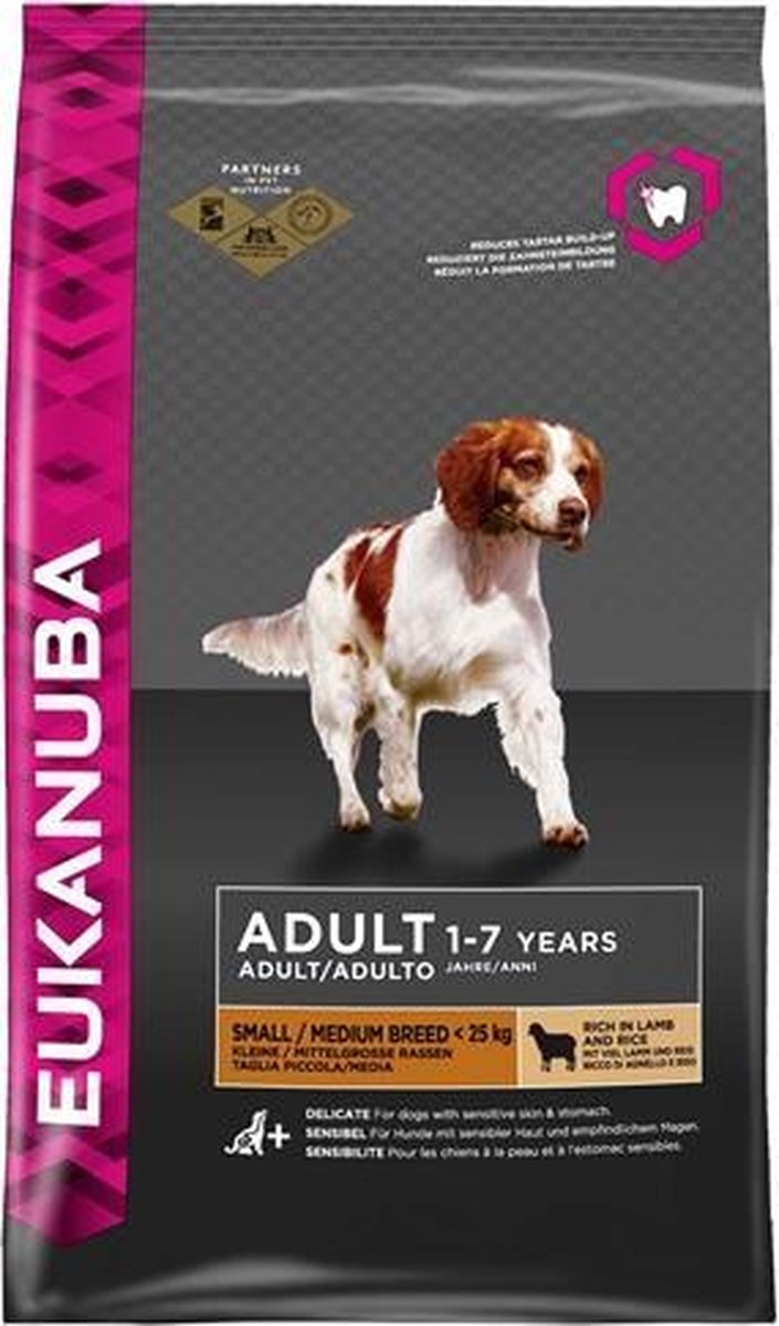 Eukanuba Dog Adult - Small & Medium Breed - Lam/Rijst - Hondenvoer - 12 kg