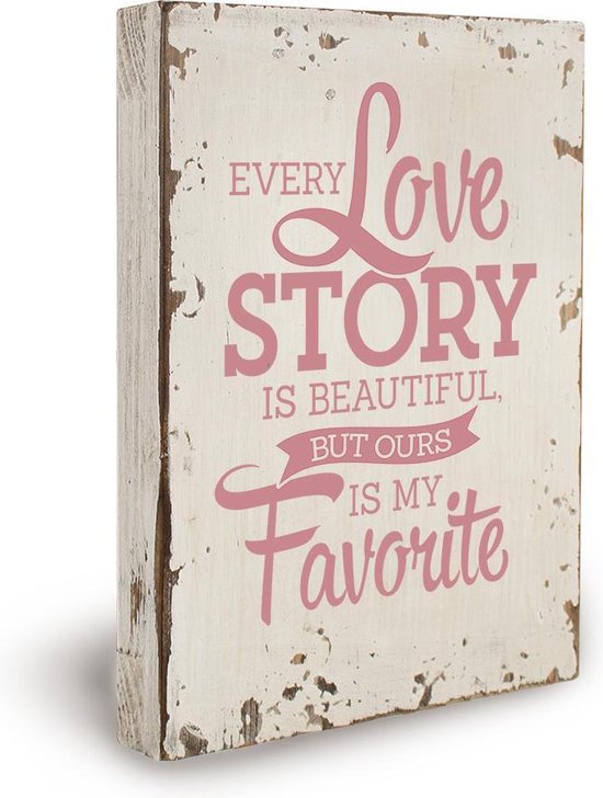 Houten tekstbord "Love Story"