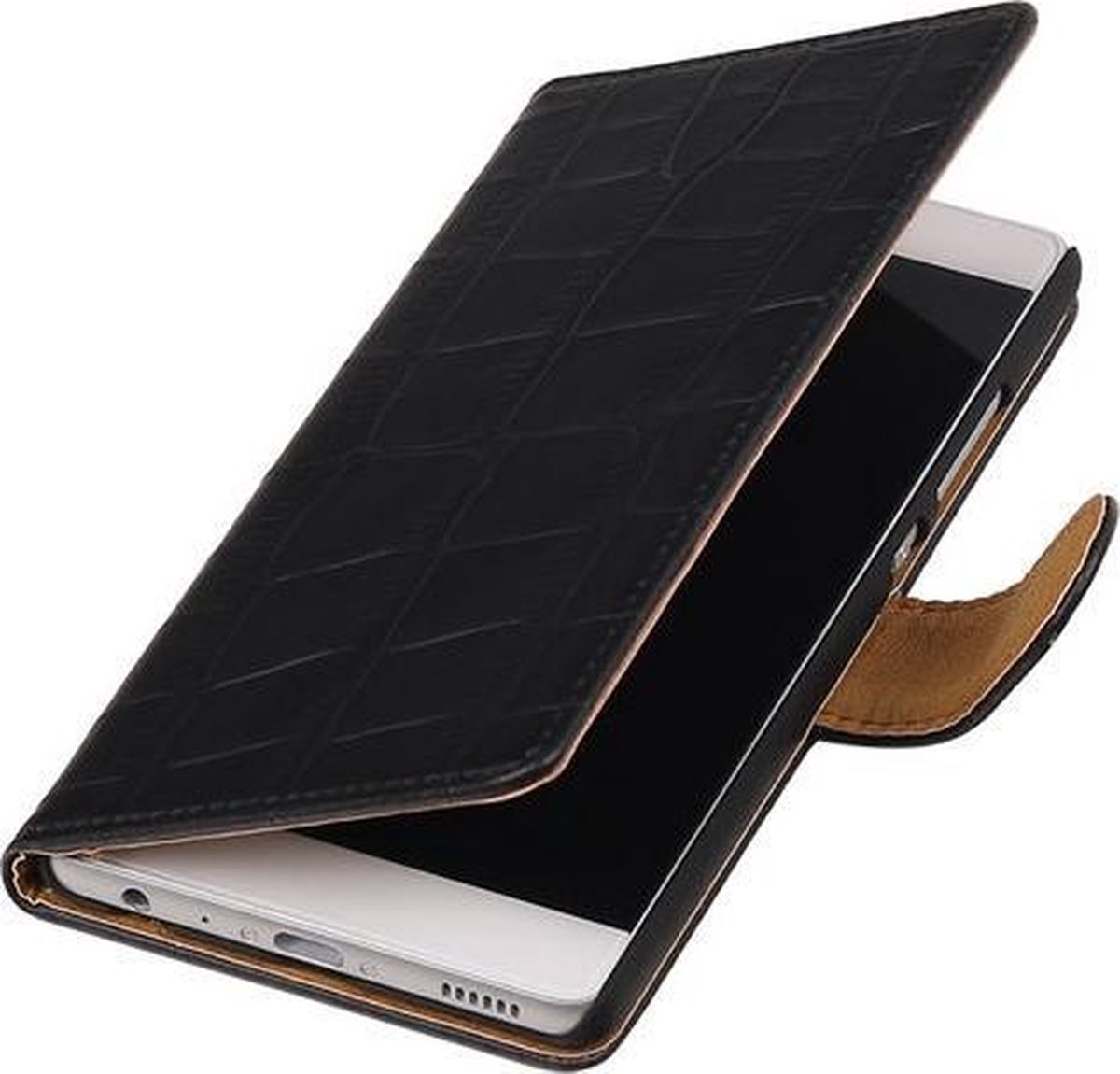 BestCases.nl Croco Zwart Huawei Ascend Y520 Book/Wallet Case/Cover