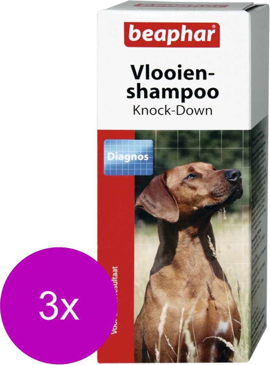 Beaphar Vlooienshampoo Knock-Down Hond - Anti vlooienmiddel - 3 x 200 ml
