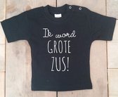 Shirt Ik word grote broer | korte mouw| zwart | big brother maat 128 zwangerschap aankondiging bekendmaking baby