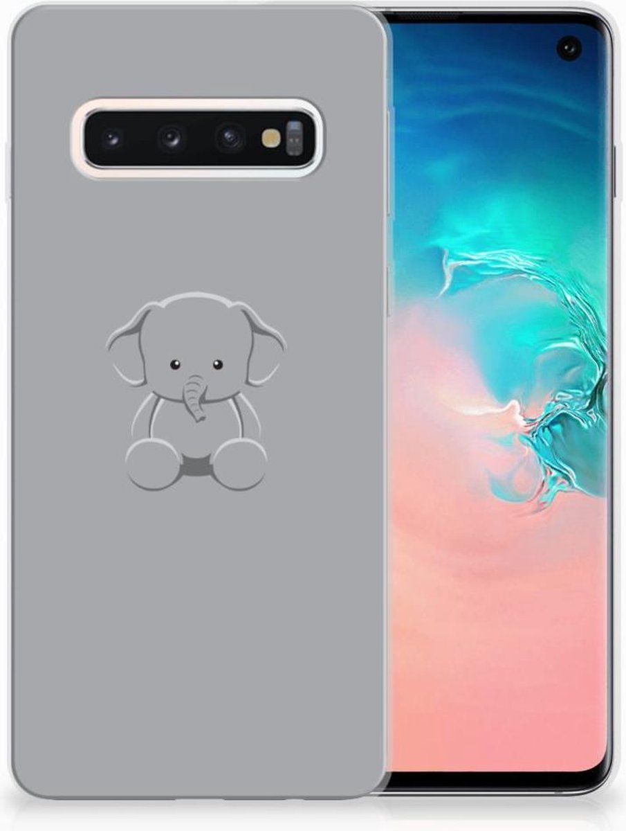 Samsung Galaxy S10 Telefoonhoesje met Naam Grijs Baby Olifant