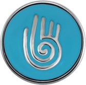 Quiges - Dames Click Button Drukknoop 18mm Hand Symbool Licht Blauw - EBCM249