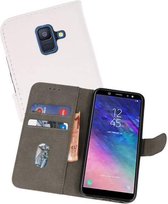 Hoesje Geschikt voor Samsung Galaxy A6 2018 - Kaarthouder Book Case Telefoonhoesje - Wit