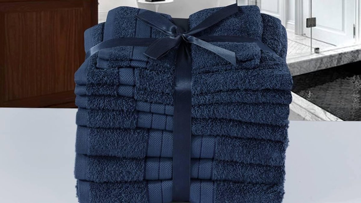 Emotion badtextiel - Set van 8 - Katoen - Denim