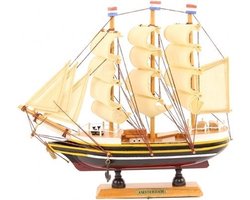 Decoratie modelboot - oud hollands zeilboot/zeiljacht - De Amsterdam - 24 cm - Boten - Schaalmodellen