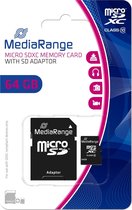 Carte Micro SD SD 64 Go MediaRange SD CL.10 incl. Adaptateur