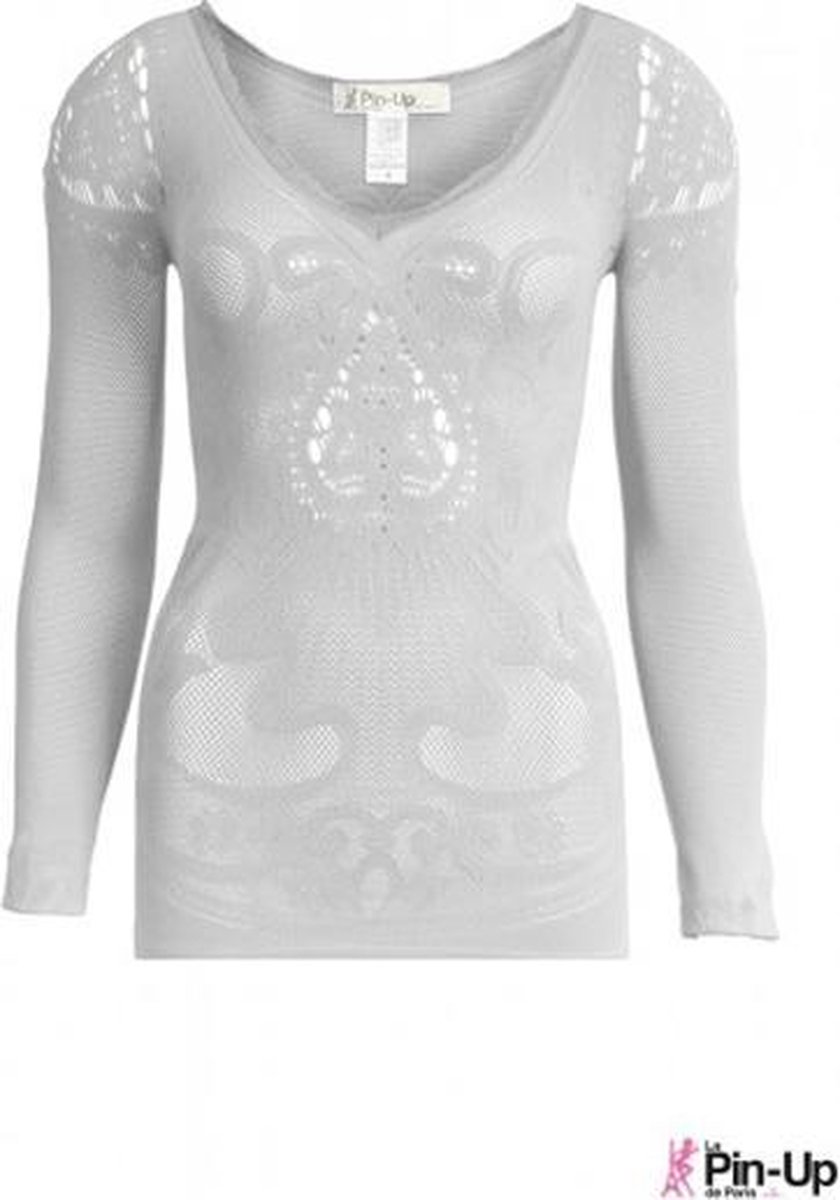 Goedkoopste Anti Cellulite Kanten Shirt – Pin Up de Paris - L - Wit