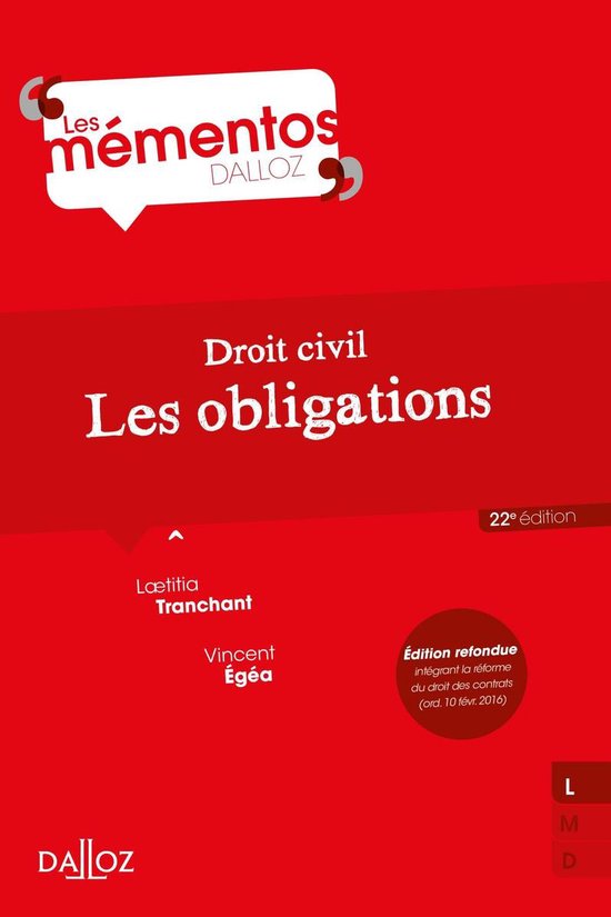 Mémentos - Droit civil. Les obligations. 22e éd. - cover