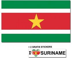 Surinaamse vlag met 2 gratis Suriname stickers