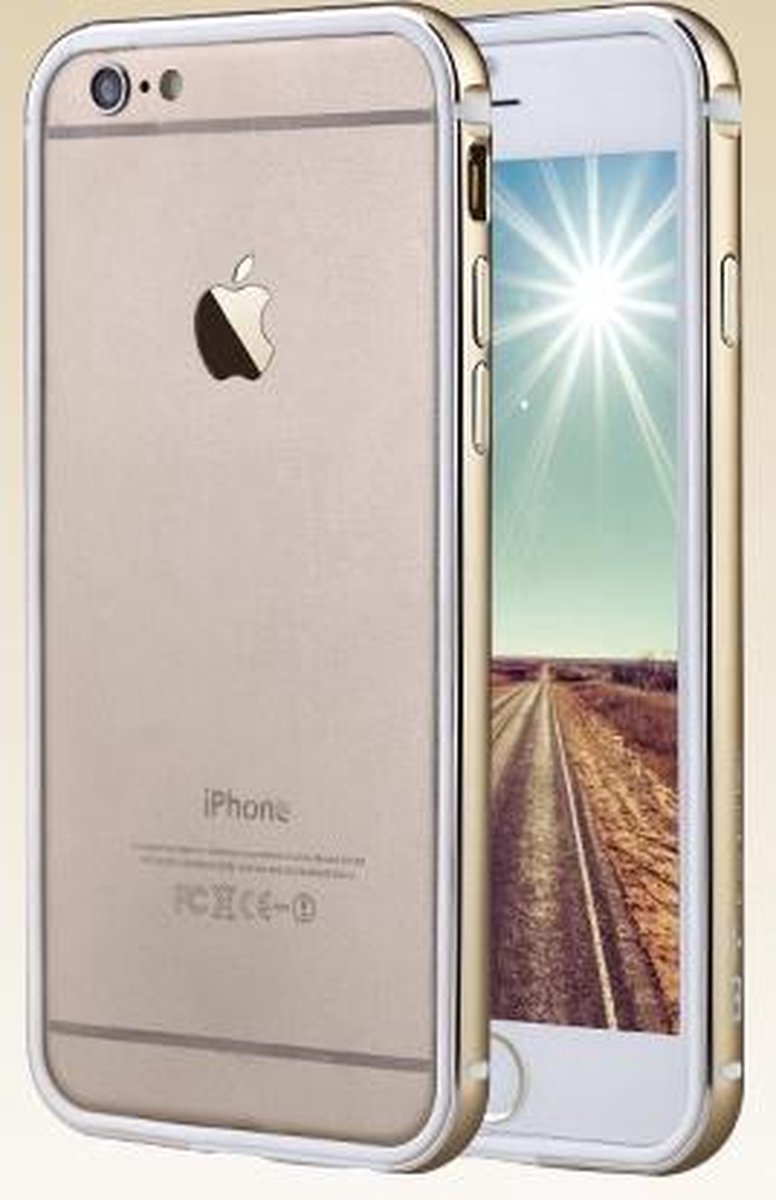 QY Goud Aluminium en TPU bumper hoesje voor Apple iPhone 6 Plus / 6s Plus