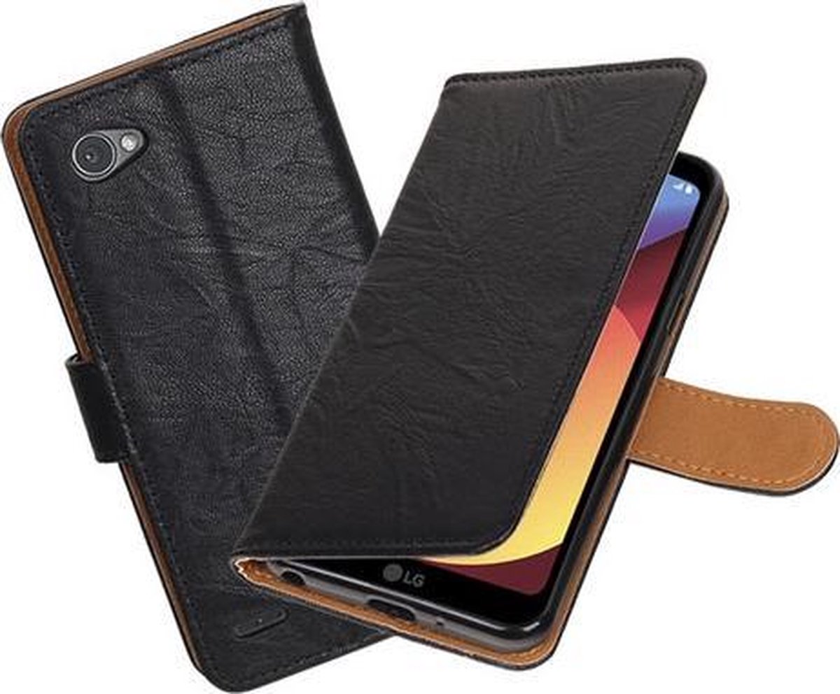 BestCases.nl LG Q8 Echt Leer Leder booktype hoesje Zwart