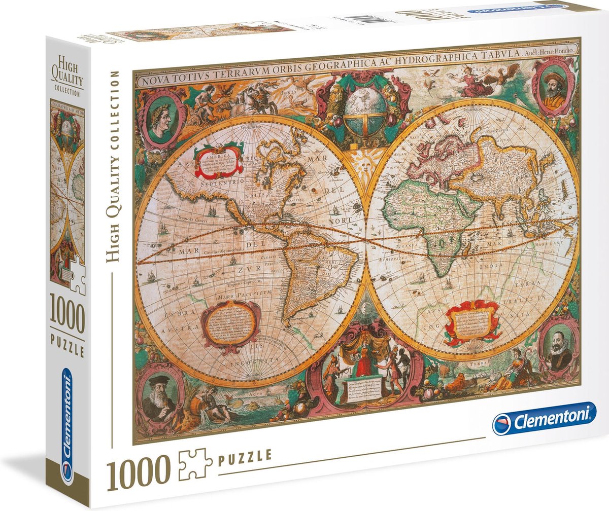 Clementoni - Puzzel 1000 Stukjes - High Quality - Oude landkaart - Puzzel Voor Volwassenen