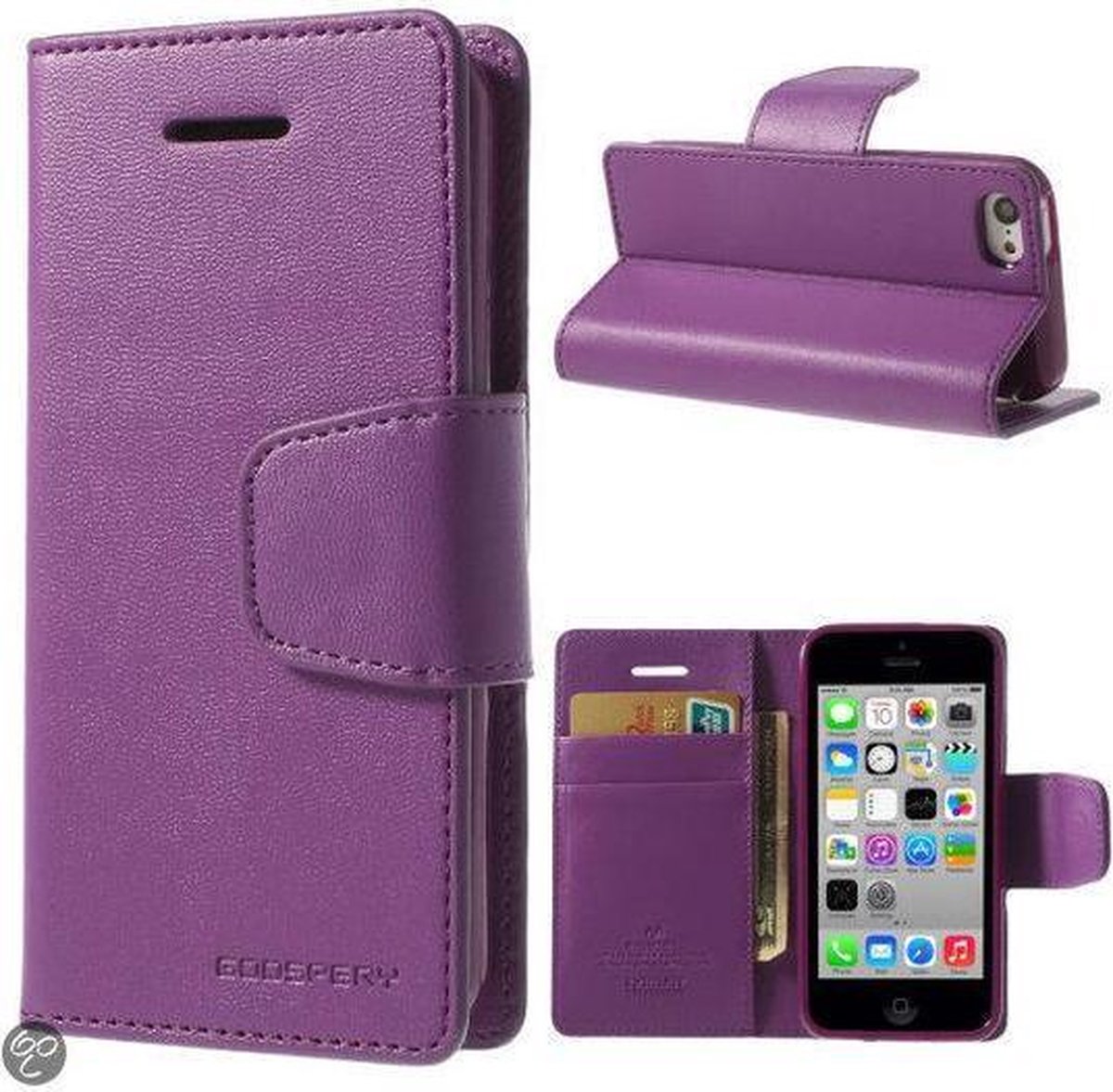 Goospery Sonata Leather case hoesje Geschikt voor: iPhone 5C Paars