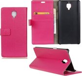 Litchi cover roze wallet case hoesje Oneplus 3