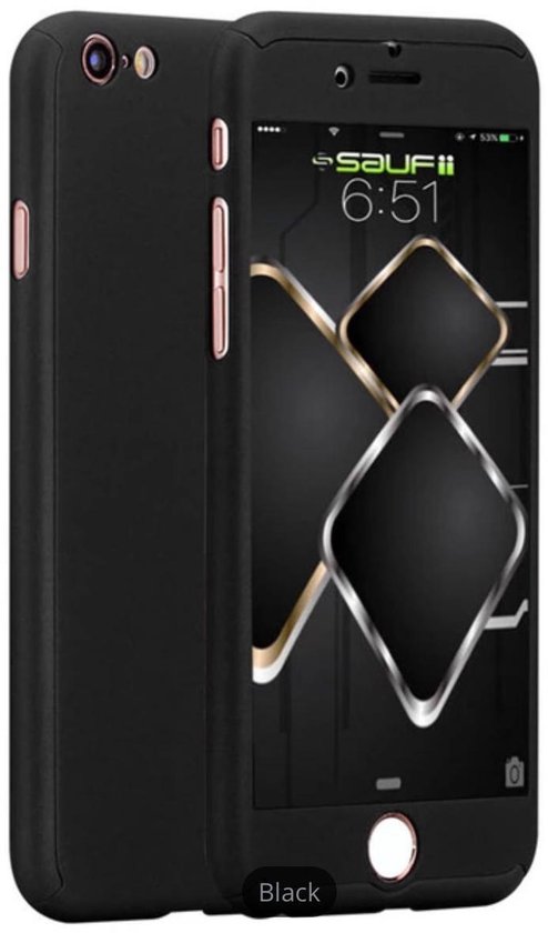 Onafhankelijkheid sturen heuvel Mat zwarte full cover case, 360 graden hoesje - iPhone 6 / 6S | bol.com