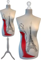 Red dress paspop met witte sparkling driepoot  36/38