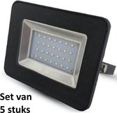 50W LED Bouwlamp| Zwart |4500K (Koel  Wit)|vervangt 250W halogeen | Set van 5