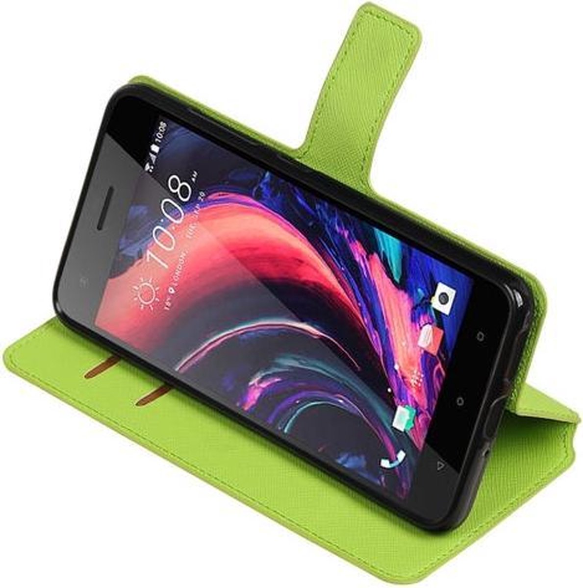 Groen HTC Desire 10 Pro TPU wallet case booktype hoesje HM Book