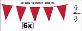 6x Reuzevlaggenlijn 46cm rood 10 meter