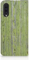 Geschikt voor Samsung Galaxy A50 Bookcover Design Green Wood