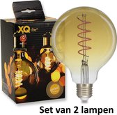 Filament LED lamp (G95)|E27 | 2.5w |  2000K = Super Warm wit | = 16 Watt gloeilamp | Set van 2 lampen